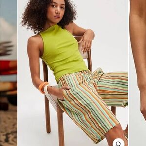 Z789. Free People Free People Saylor Poplin Stripe Shorts  Ribbed Tank